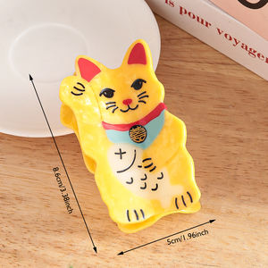 مشابك الأسيتات المخصصة ، ثروة صينية على الطراز الحديث ، قطة محظوظة ذهبية صفراء مخصصة - Product Image 3