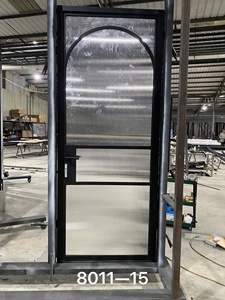 Porte d'entrée en acier profilé mince 2026 avec double vitrage cannelé trempé et finition <span class=keywords><strong>peinture</strong></span> fluorocarbone - Product Image 4