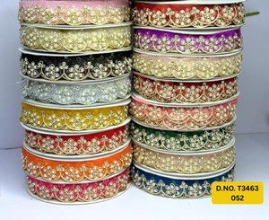 Robes et saris sur mesure, de qualité supérieure, traditionnels, écologiques, avec bordure en dentelle brodée florale, vêtements de mariée, 100% coton/polyester - Product Image 2