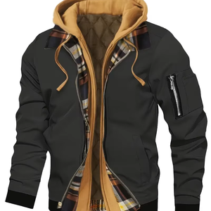Dropshipping Veste à capuche doublée polaire pour homme | Polyester | Zip Detail, Tissu extensible | Activités de plein air | Automne - Product Image 1