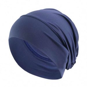 Turban unisexe extensible à fond bombé, couleur unie, élastique, sous-hijab, bonnet de voyage, plage, décontracté - Product Image 4