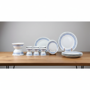 Juego de Vajilla de Cerámica de 27 Piezas, Vajilla Completa para la Cena Familiar, Incluye Platos, Cucharas para Servir, Apto para Lavavajillas - Product Image 1