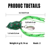 Leurre miniature grenouille à motif de points avec lame rotative, appât creux de surface, jupe en silicone et hameçons anti-herbe pour poisson-âne et achigan