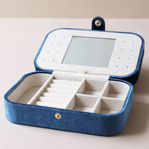 Custom Logo Portable Velvet Rectangle Luxurious <b>Travel</b> <b>Jewelry</b> Storage Box Mirror Small Organized Storage <b>Case</b> for Women's Stud - Product Image 4