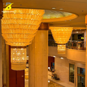 Lustre en cristal à feuilles dorées de luxe - Luminaire suspendu pour <span class=keywords><strong>grand</strong></span> escalier, idéal pour hall d'hôtel 5 étoiles et <span class=keywords><strong>casino</strong></span> - Product Image 4
