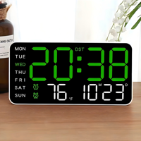 Reloj de Pared Digital Colgante Multifuncional de Diseño Nórdico sin Bordes, Termómetro, Fase Lunar, Calendario Perpetuo Luminoso, Simple