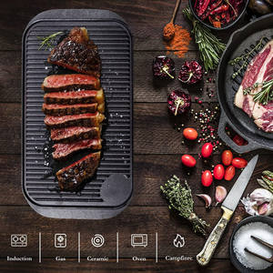 Griddle Plate Cast Iron Cookware Reversible <strong>Pan</strong> BBQ <strong>Grill</strong> Plate Cast Iron Steak Griddle BBQ Griddle Plate <strong>Pan</strong> - Product Image 6
