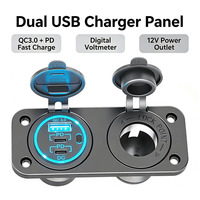 Panneau de chargeur USB étanche PD QC3.0 avec prise allume-cigare 12V pour camping-car, camion, bateau, véhicule tout-terrain