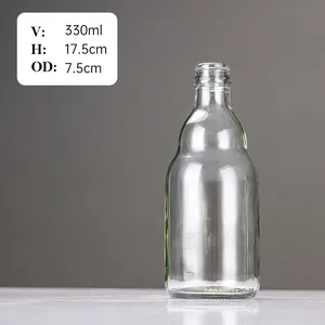 Botella de cerveza de destilería de 275ml y 500ml de cristal azul transparente a medida, bolsas para botellas de vino