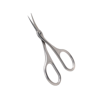 Ciseaux à cuticules courbes 9,5 cm de longueur totale en acier inoxydable argent mat, coupe-cuticules, pinces à cuticules