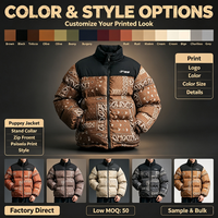 Veste d'hiver pour homme avec logo personnalisé imprimé en relief, imperméable, chaude, décontractée, matelassée, en coton, avec fermeture éclair, couleur unie
