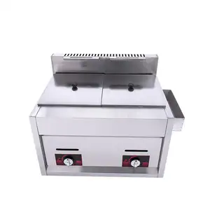 Cozinha uso 6L + 6L duplo tanque de gás Fritadeira batatas fritas Máquina Frango donut fritadeira Restaurante Equipamento