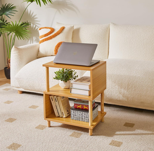 Mesa <span class=keywords><strong>de</strong></span> <span class=keywords><strong>Noche</strong></span> Moderna <span class=keywords><strong>de</strong></span> Madera Maciza con Estante Abierto, Mesa Auxiliar en Forma <span class=keywords><strong>de</strong></span> S con 3 Niveles <span class=keywords><strong>de</strong></span> Almacenamiento para Dormitorio y Sala <span class=keywords><strong>de</strong></span> Estar - Product Image 3