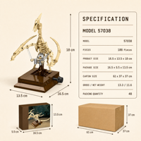 Ensemble de blocs de construction OEM personnalisés sur le thème des fossiles de dinosaures, modèle d'exposition de pterosaure, jouet éducatif pour enfants, collection STEM, décoration, vente en gros