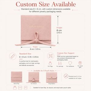 Custom Logo Microfiber Suede Jewelry Pouch <b>Envelope</b> Flap Bag With Ribbon Bow Closure Luxury Gift Packaging for Earring Ring - Product Image 4