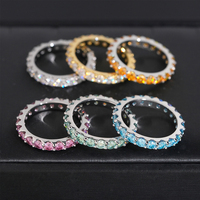 RINNTIN ZF148 Hot Sale Gekleurde Moissanite Ring 925 Sterling Zilver 3mm D VVS Moissanite Diamant Eternity Ring