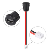 Conectores USB-C Hembra a Macho para Cargador, Conectores de Crimpado para Chasis, Negros, Redondos, Directos, Resistentes al Agua