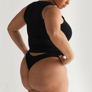 Top col haut vêtements de sport femmes sans manches Compression Active Crop Rib débardeur - Product Image 6