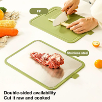 Ensemble de planches à découper 4 en 1 antidérapantes double face en acier inoxydable de qualité alimentaire avec panier de drainage et support