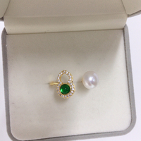 SHDIYAYUN Vente chaude Bague en forme de gourde Plaqué or 18 carats Bague en perle d'eau douce naturelle Bijoux pour femmes