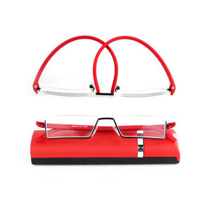 TR90テンプルハーフフレーム正方形女性と男性イタリアデザイン光学スリム読書メガネケース付き - Product Image 2