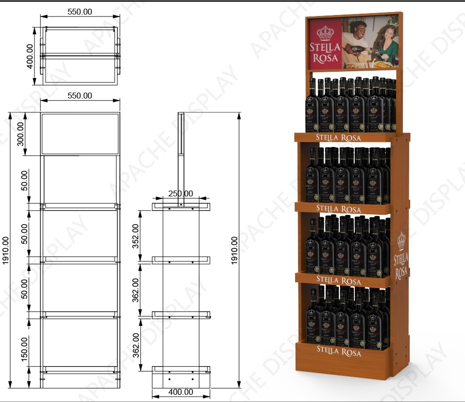 Customized Multi – Layer Wooden Wine Storage Display Stand for Supermarket & Retail Stores — view 2