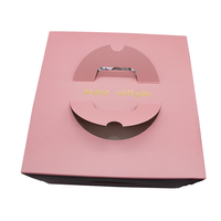 Boîte cadeau à gâteau avec poignée découpée sur mesure OEM - Emballage en carton rose imprimé pour fabricants de gâteaux de mariage et d'anniversaire