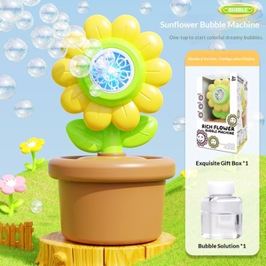 Macchina Elettrica per <span class=keywords><strong>Bolle</strong></span> di Sapone in Plastica con Luce per Bambini 0-24 Mesi, Pistola Spara <span class=keywords><strong>Bolle</strong></span> a 8 Fori a Forma di Girasole in Vaso - Product Image 6