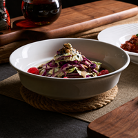 Assiette à soupe ronde en porcelaine blanche de 8,5 pouces et plat de service à motif étoilé personnalisable