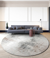Tapis rond lavable de couleur noire, brun, intérieur et extérieur, design paysage chinois, moquette de café pour salon et chambre à coucher