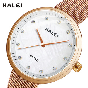 นาฬิกาข้อมือ HALEI ของแท้ใหม่ สายแม่เหล็ก ควอตซ์ กันน้ำ 3BAR หน้าปัดเพชร พร้อมเข็มบอกเวลา กลไกญี่ปุ่น ขายส่งแบบดรอปชิปปิ้ง - Product Image 2