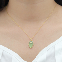 Conjuntos de Collares con Piedras Preciosas Cultivadas en Laboratorio, Collar con Colgante de Crisoprasa Natural Hecho a Mano, Joyería