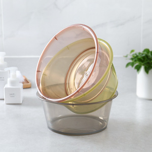 Round Transparent Plastic Washbasin Small Size Easy Cleaning For Face Feet Laundry Kitchen - Product Image 1