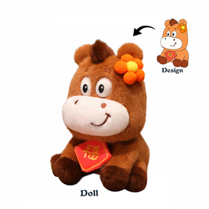 El Año del Caballo inmediatamente rico mascota súper suave muñeco de peluche lindo caballo del zodiaco acompañado malla forro almohada regalo para niños - Product Image 1