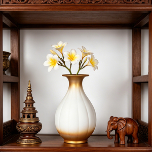 Vase à fleurs Metaluxe Regal au design côtier, fait main, écologique, en aluminium martelé doré, pour une touche majestueuse et élégante. - Product Image 3