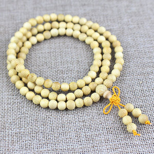 Gold <b>Thread</b> Bamboo <b>Beads</b> 108 Round Wood Bracelet Jewelry Hangzhou Origin JSZ610802 - Product Image 4