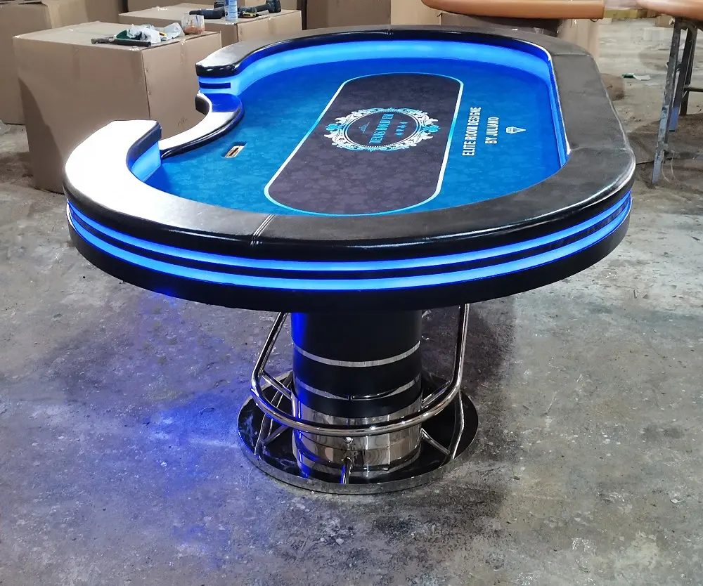 YH 96 inç yüksek kalite Poker masası Mesa De Poker profesyonel Oval Led Texas Holden Poker masası Usb