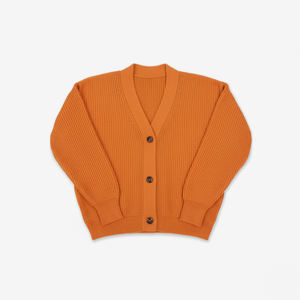 Cardigan décontracté simple à col en V, couleur unie, tricoté en maille torsadée du Vietnam, anti-plis, 100 % acrylique, sans impression, 3 boutons - Product Image 2