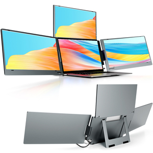 Full HD ba màn hình 14-inch xách tay Quad <span class=keywords><strong>Monitor</strong></span> với Type-C máy tính xách tay, màn hình Extender máy tính xách tay với 1 cáp cho 3 màn hình - Product Image 1