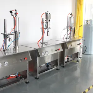 semi-automatic liquid filling and valve crimping and gas filling 3 in 3 aerosol filling machine