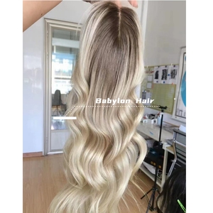 <span class=keywords><strong>Babylon</strong></span> Luxury Ombre Blonde Color Silk Base Topper Lace Base Hairpiece Toupees Kosher Remy Human Hair Topper - Product Image 2