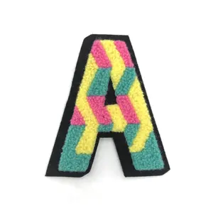 Toalha colorida personalizada Alfabeto Bordado Carta Chenille Ferro Em Patches Bordados Para Vestuário