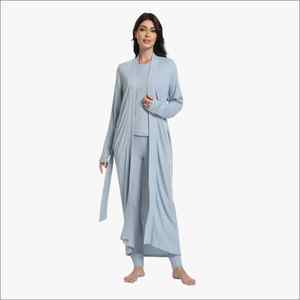Wholesale Bath <b>Robes</b> Custom Bamboo Cotton <b>Robe</b> <b>Robes</b> Luxury Three Pieces Sleepwear Custom Night Wear for <b>Women</b> Clothes - Product Image 2
