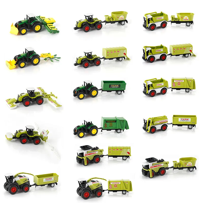 1:60 Legierung Rückziehtraktor Erntegerät Transport-Lkw-Modell Spielzeug Kinder Gussverschluss-Lkw-Spielzeug Metzauto