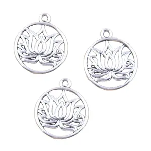 Charms yoga lotus flower 22x19mm Tibetan Silver Color Pendants Antique Jewelry Making DIY Handmade Craft