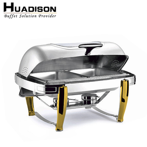 Huadison Đồ Dùng Nhà Hàng Dụng Cụ Làm Ấm Tiệc Tự Chọn Thực Phẩm Philippines Đĩa Chafing Đĩa Cuộn Hình Chữ Nhật Không Gỉ Và Chafing Tự Chọn - Product Image 3