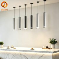 Petit luminaire suspendu en aluminium, boîtier de lampe GU10, tube droit à tête unique, cordon tressé doré créatif, luminaire de salle à manger