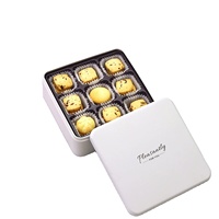 Boîte en métal carrée personnalisée avec logo, avec séparateur intérieur, boîte en métal pour aliments, biscuits, bonbons, collations, boîtes cadeaux