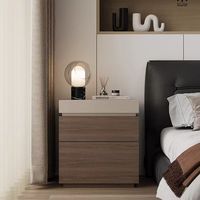 Table de Chevet Intelligente en Bois Massif, Assemblée, Multifonctionnelle avec Compartiment Caché, Table de Nuit Minimaliste avec Rangement Dissimulé et Verrou