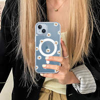 Coque magnétique de luxe en TPU pour iPhone 15 PRO MAX Motif de fleur creuse Antichoc
